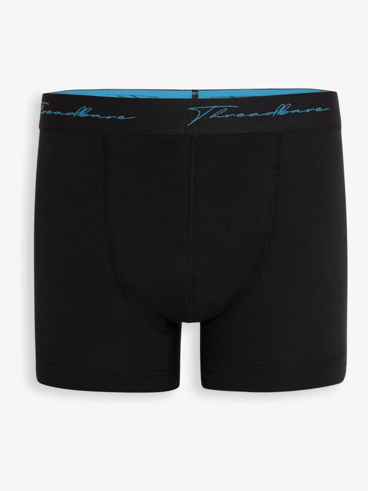 Threadbare Black Hipster Fit Script Boxer Shorts 3 Pack - Image 2 of 5 Threadbare Black Hipster Fit Script Boxer Shorts 3 Pack - Image 2 of 5