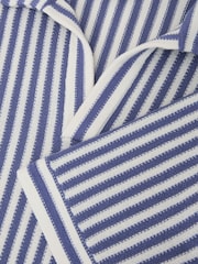 Reiss Blue/ Off White Alba Cotton-Blend Stripe Knit Polo Shirt - Image 6 of 6