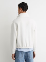 Reiss White Quinn Cotton-Blend Washed Half-Zip Sweatshirt - Image 5 of 6