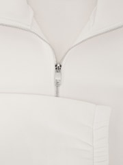 Reiss White Quinn Cotton-Blend Washed Half-Zip Sweatshirt - Image 6 of 6