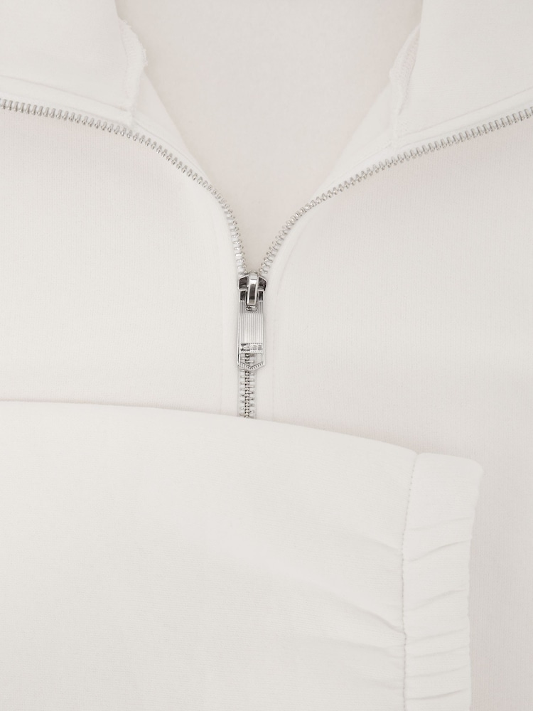 Reiss White Quinn Cotton-Blend Washed Half-Zip Sweatshirt - Image 6 of 6