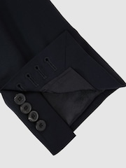 Reiss Navy Traveller Wool Single-Breasted Travel Suit Blazer Tailored-Fit - Image 8 of 8