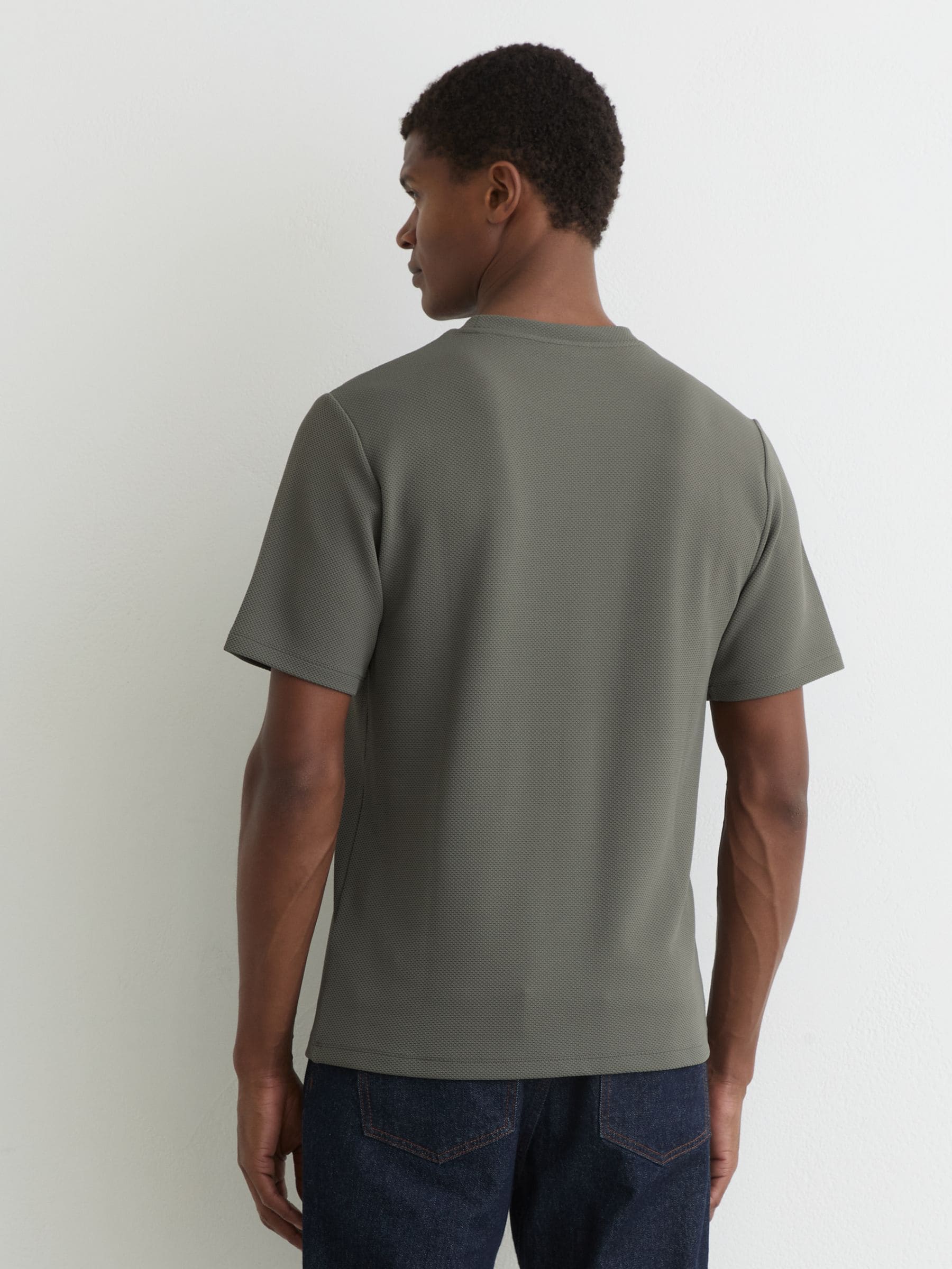 Buy Reiss Sage Green Jack Textured Crew-Neck Modern-Fit T-Shirt