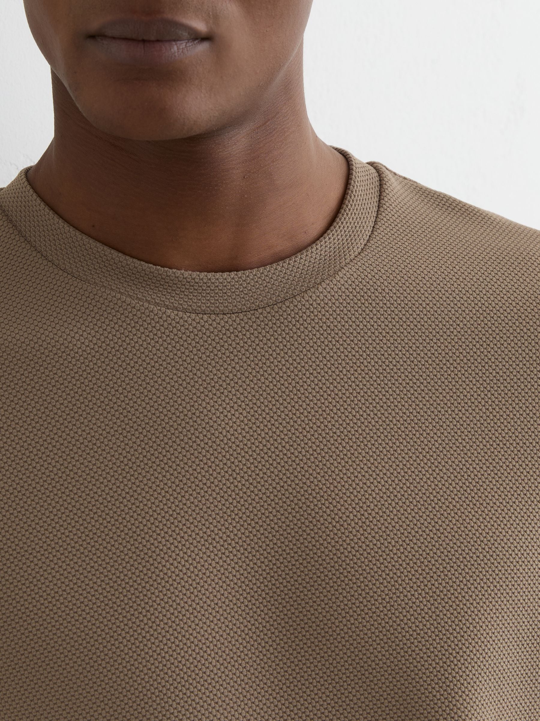 Buy Reiss Camel Brown Jack Textured Crew-Neck Modern-Fit T-Shirt