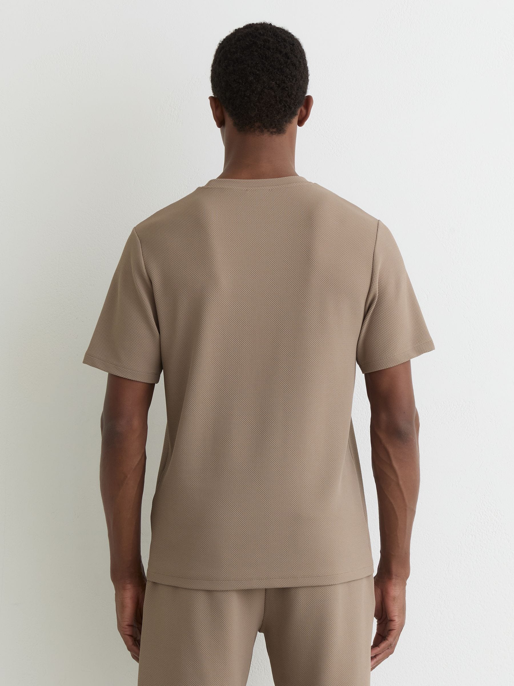 Buy Reiss Camel Brown Jack Textured Crew-Neck Modern-Fit T-Shirt
