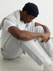 Reiss Grey Melange Tanner Cotton-Blend Heavyweight Joggers - Image 4 of 7