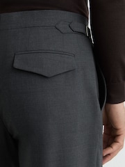 Reiss Charcoal Promise Adjuster Side-Adjuster Tailored-Fit Suit Trousers Wool-Blend - Image 4 of 7