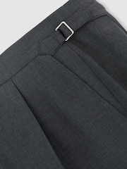 Reiss Charcoal Promise Adjuster Side-Adjuster Tailored-Fit Suit Trousers Wool-Blend - Image 7 of 7