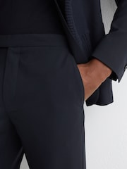 Reiss Navy Traveller Wool Tailored-Fit Travel Suit Trousers - Image 4 of 6