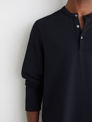 Reiss Navy Salvator Textured Long-Sleeve Henley Shirt - Image 4 of 6