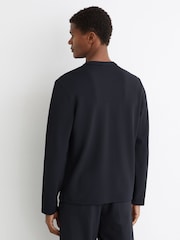Reiss Navy Salvator Textured Long-Sleeve Henley Shirt - Image 5 of 6