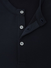 Reiss Navy Salvator Textured Long-Sleeve Henley Shirt - Image 6 of 6