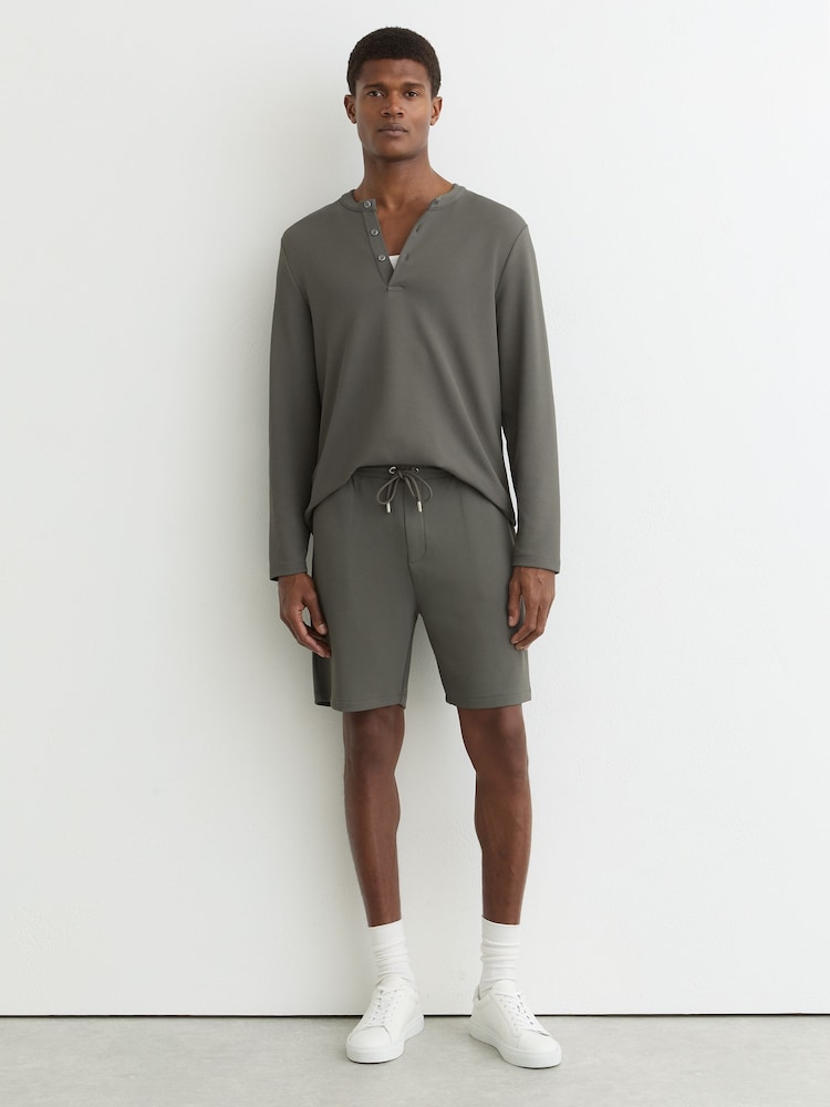 Reiss Sage Green Tavolla Textured Drawstring Shorts - Image 1 of 6 Reiss Sage Green Tavolla Textured Drawstring Shorts - Image 1 of 6