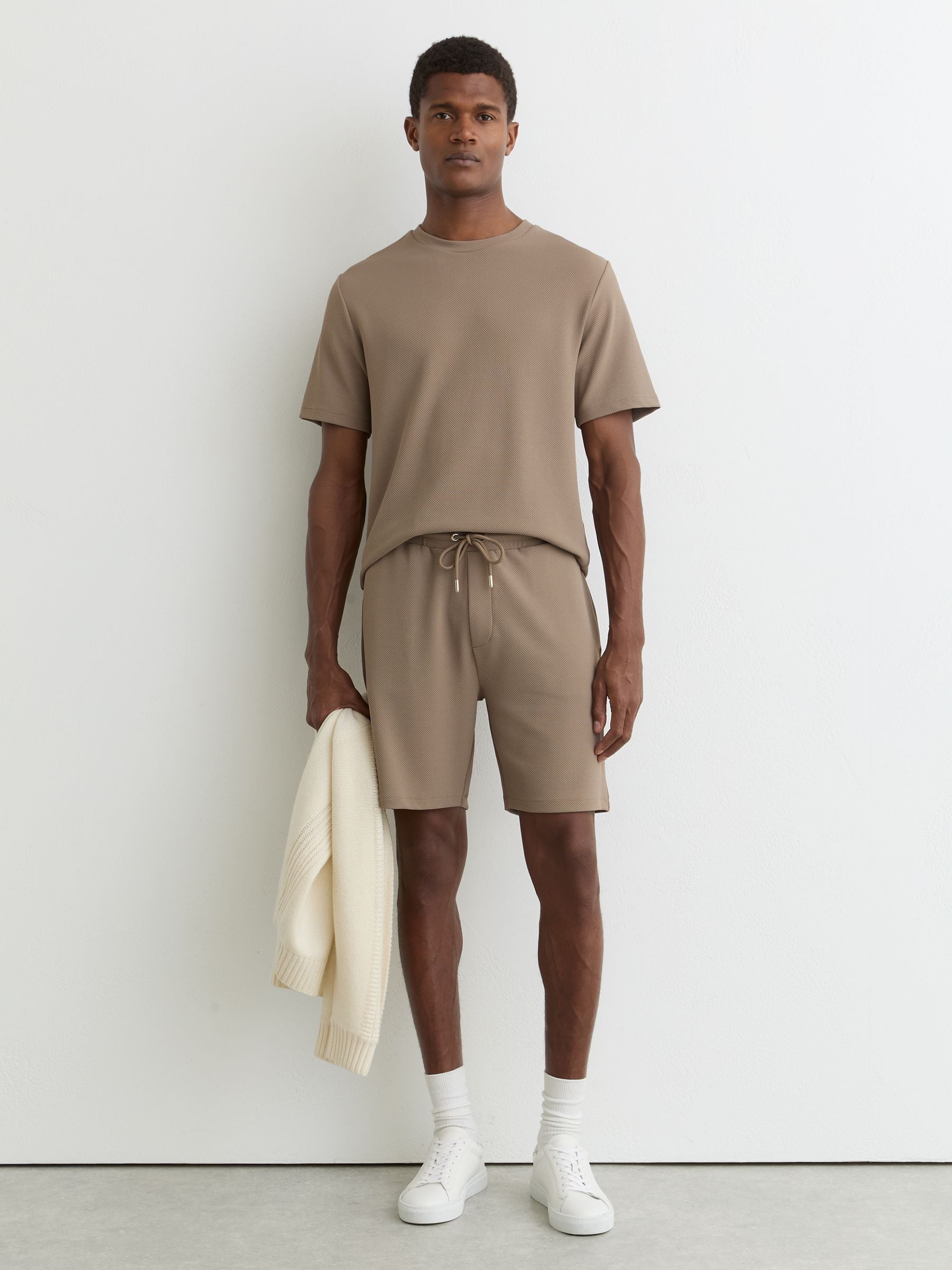 Buy Reiss Camel Brown Tavolla Textured Drawstring Shorts from Next USA