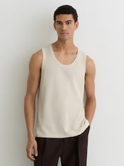 Reiss Off White Watson Textured-Knit Round-Neck Vest - Image 1 of 6