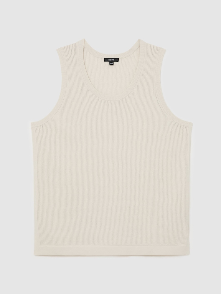 Reiss Off White Watson Textured-Knit Round-Neck Vest - Image 2 of 6