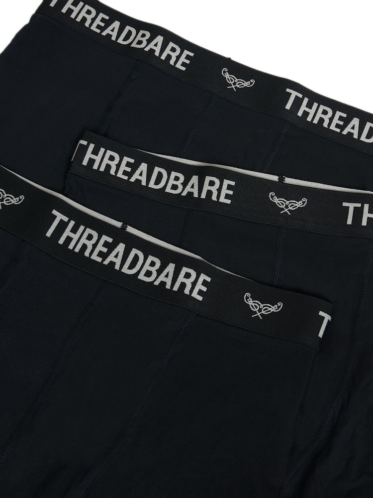 Threadbare Black Hipster Fit Boxer Shorts (3 Pack) - Image 3 of 3 Threadbare Black Hipster Fit Boxer Shorts (3 Pack) - Image 3 of 3