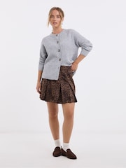 Simply Be Grey Crew Neck Knitted Ribbed Cardigan - Image 3 of 4