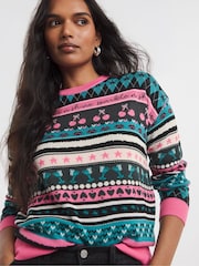 Simply Be Black Fairisle Knitted Jumper - Image 1 of 4