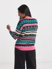 Simply Be Black Fairisle Knitted Jumper - Image 3 of 4