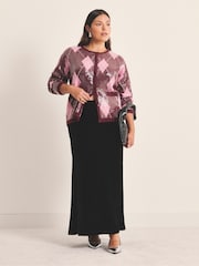 Simply Be Red Crew Neck Clear Sequin Argyle Cardigan - Image 3 of 4