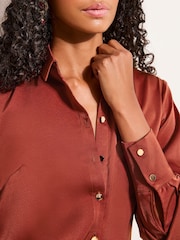 Friends Like These Rust Red Satin Button Through Shirt - Image 8 of 9