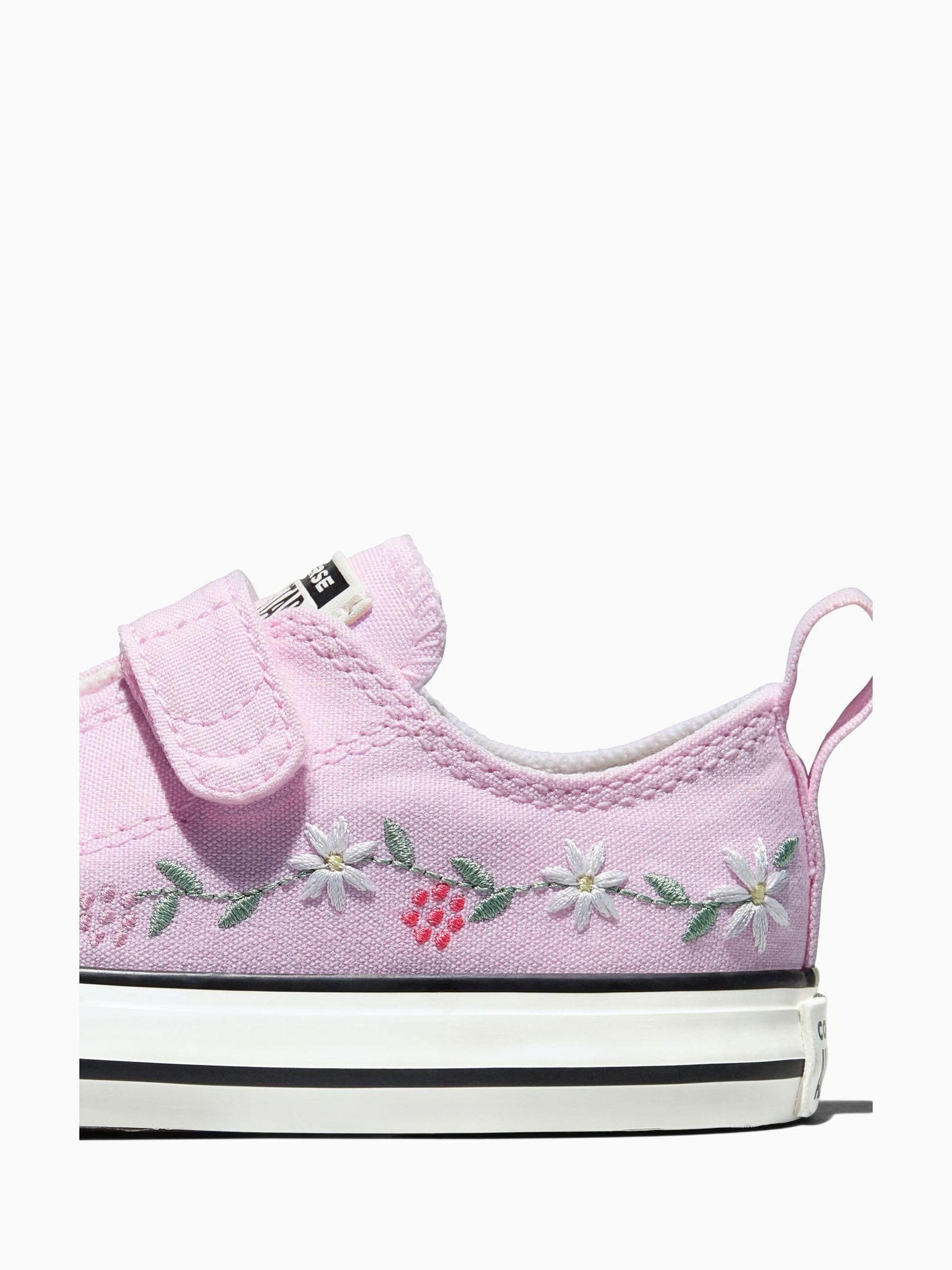 Buy Converse Pink Chuck Taylor Flower Print 2V Low Trainers from