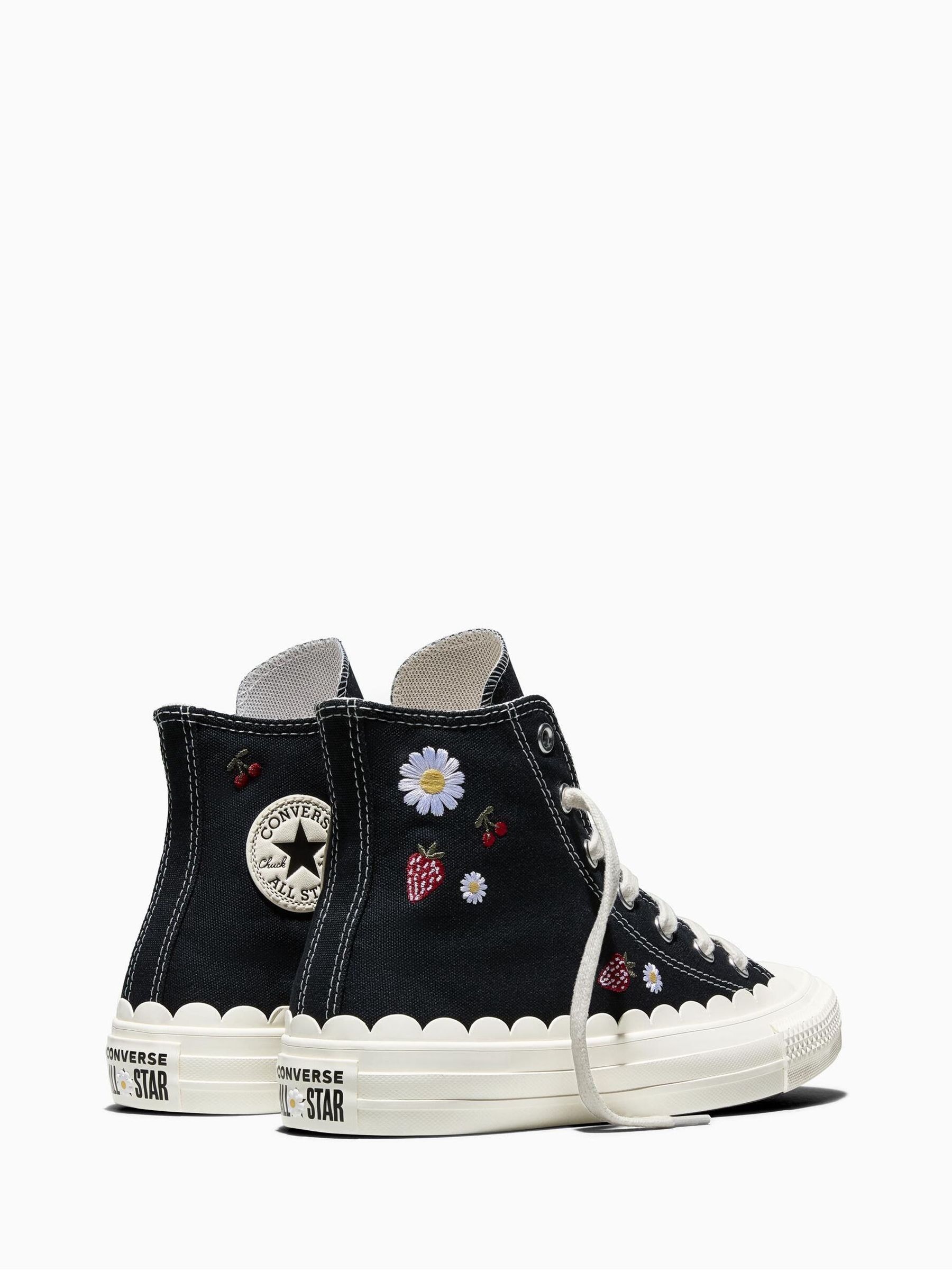 Buy Converse Black Chuck Taylor Flower Print Hightop Trainers from
