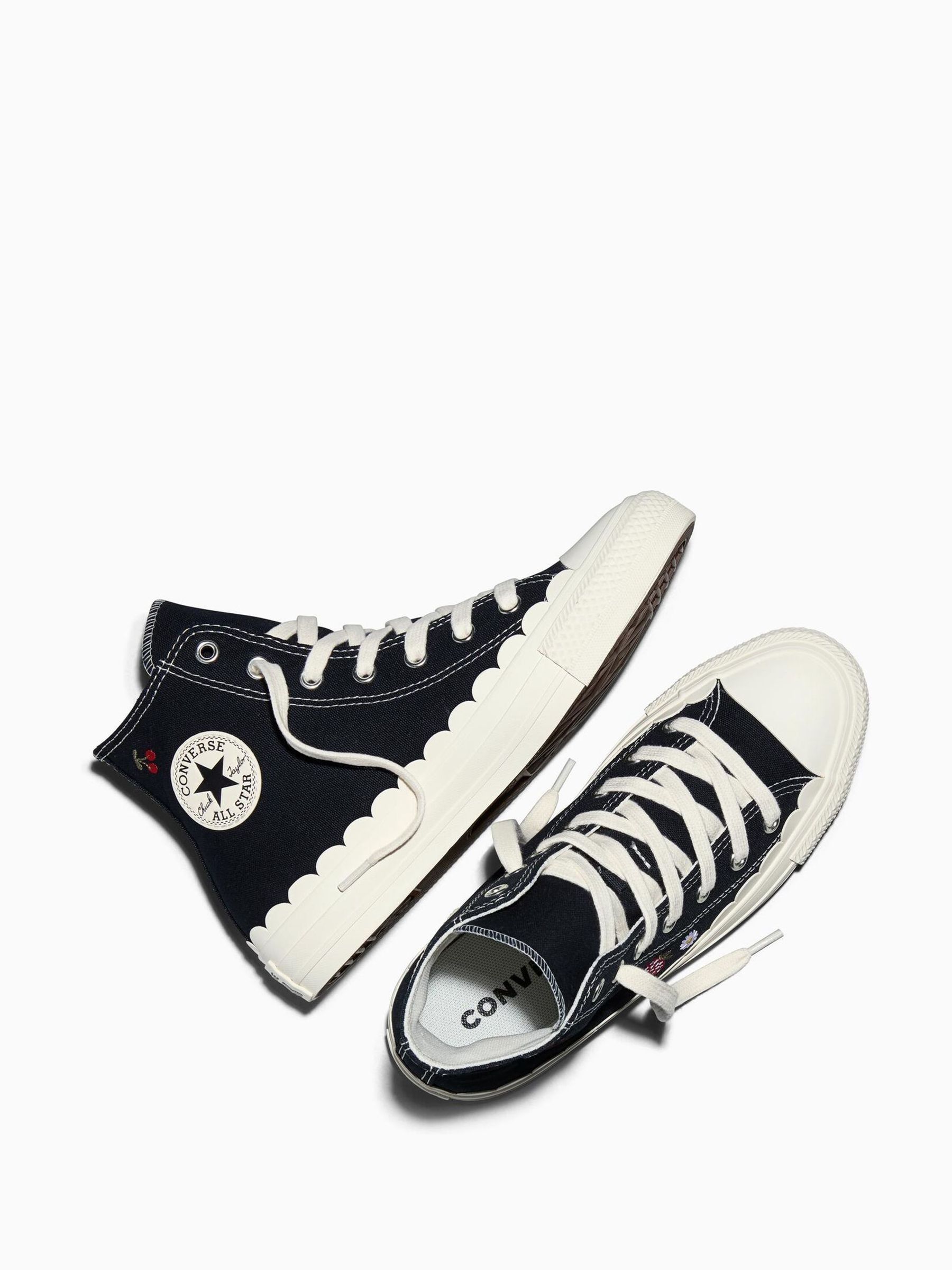Buy Converse Black Chuck Taylor Flower Print Hightop Trainers from