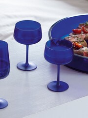 LSA International Set of 2 Cobalt Blue Arc Contrast Saucer/Cocktail Glasses 250ml - Image 1 of 3