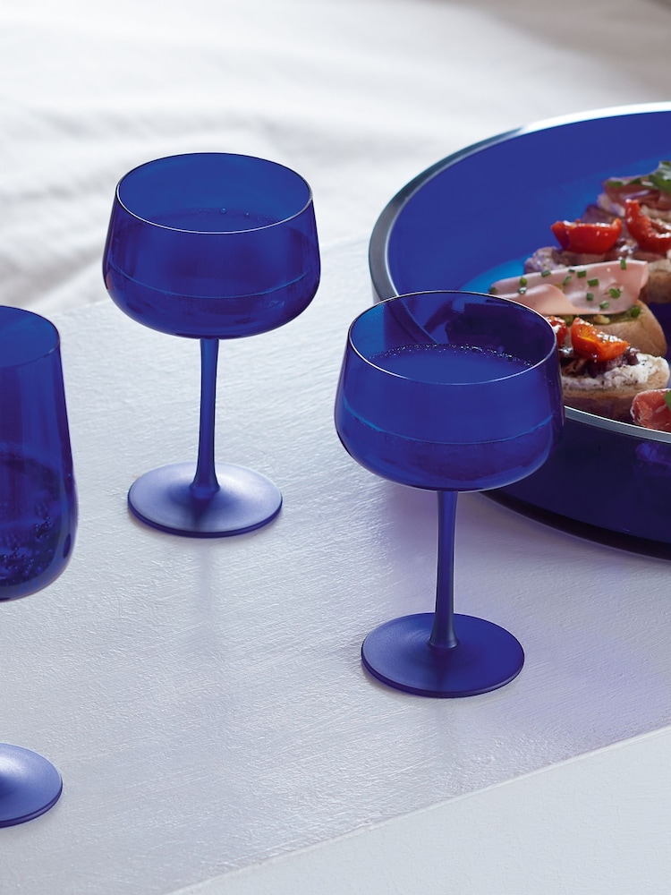 LSA International Set of 2 Cobalt Blue Arc Contrast Saucer/Cocktail Glasses 250ml - Image 1 of 3