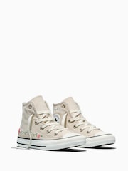 Converse Cream Chuck Taylor Flower Print Hightop Trainers - Image 3 of 7