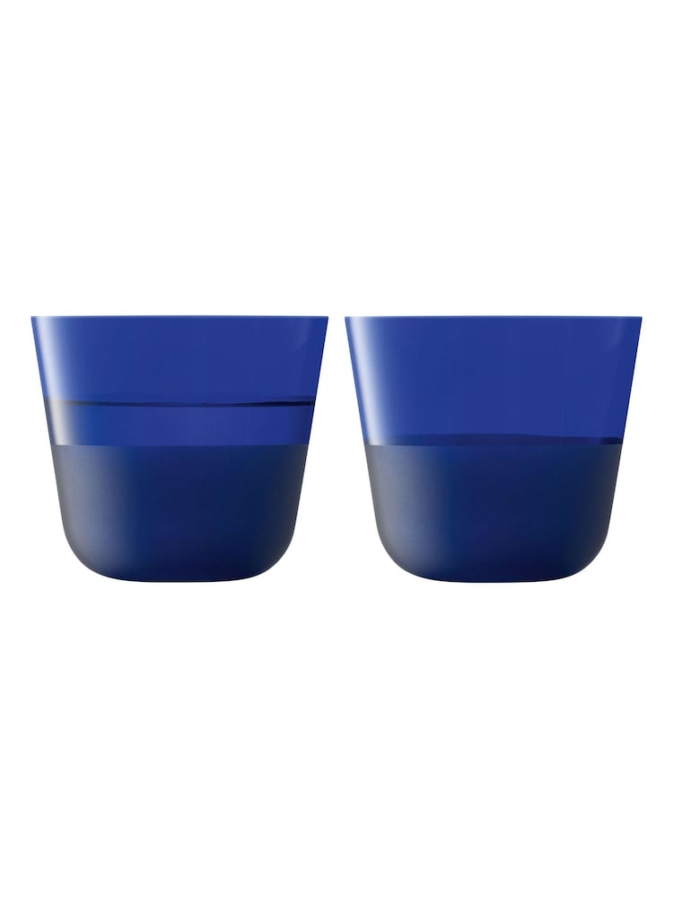 LSA International Cobalt Blue Arc Contrast Tumblers Set of 2 260ml - Image 2 of 3 LSA International Cobalt Blue Arc Contrast Tumblers Set of 2 260ml - Image 2 of 3