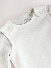 白色 - Jersey Rib Dungaree and Bodysuit Baby Set (0mths-2yrs) - 圖片 5/10