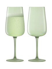 LSA International Set of 2 Moss Green Arc Contrast Flute Glasses 280ml - Image 2 of 3
