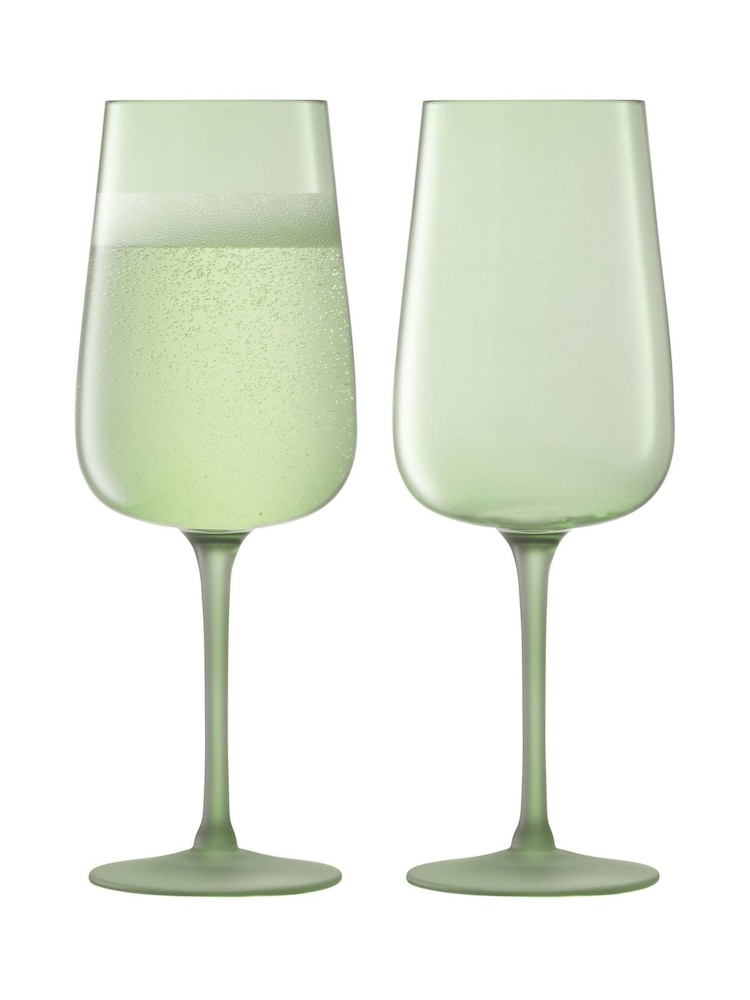 LSA International Set of 2 Moss Green Arc Contrast Flute Glasses 280ml - Image 2 of 3 LSA International Set of 2 Moss Green Arc Contrast Flute Glasses 280ml - Image 2 of 3