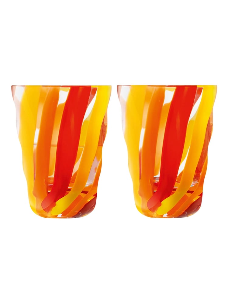 LSA International Set of 2 Orange Folk Tumblers 280ml - Image 2 of 3