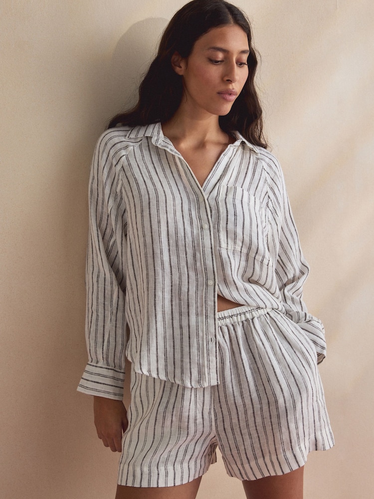 Brown/Cream Stripe Linen Shirt - Image 1 of 6