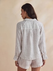 Brown/Cream Stripe Linen Shirt - Image 4 of 6