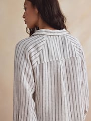 Brown/Cream Stripe Linen Shirt - Image 5 of 6