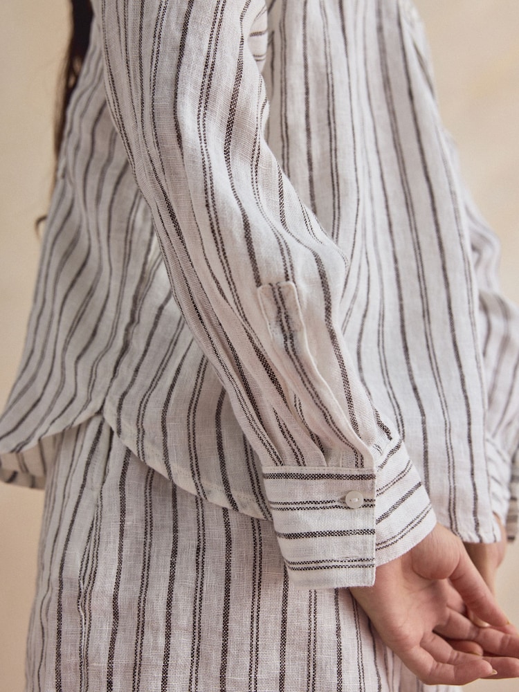 Brown/Cream Stripe Linen Shirt - Image 6 of 6