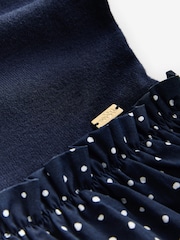 Laura Ashley Navy 2 in 1 Scalloped Edge Polka Dot Midi Dress - Image 6 of 6