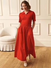 Laura Ashley 2 in 1 Knitted Collared Polo Dress with Cotton Skirt - Image 1 of 4