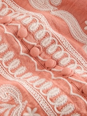 Laura Ashley Peach Pink Embroidered Cotton Mini Dress - Image 9 of 10