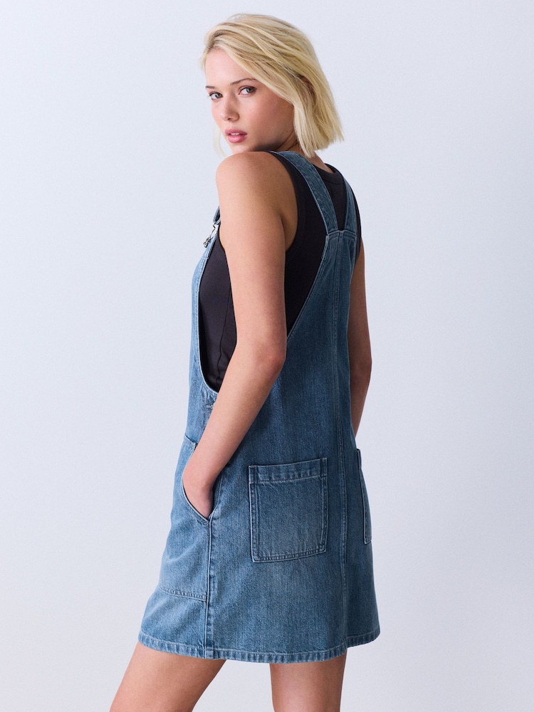 denim dungaree dress size 18 Womens Next Mid Blue Denim Dungaree Mini Dress US 4