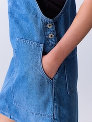 Mid Blue Denim Dungaree Mini Dress - Image 4 of 8