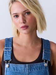 Mid Blue Denim Dungaree Mini Dress - Image 5 of 8