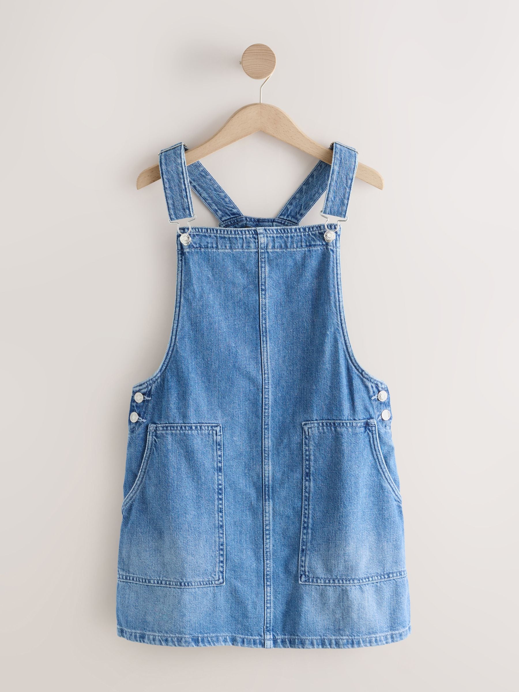 Buy Mid Blue Denim Dungaree Mini Dress from Next USA
