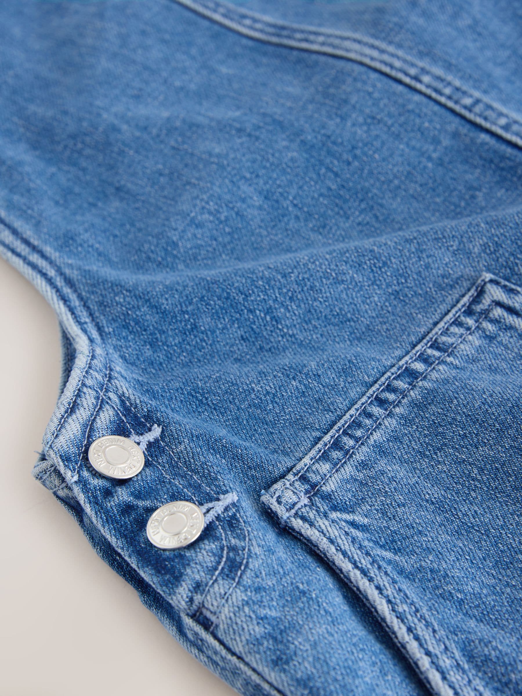 Buy Mid Blue Denim Dungaree Mini Dress from Next USA