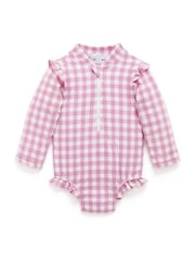 Purebaby Pink Frilly Long Sleeve Swimsuit - Image 2 of 5